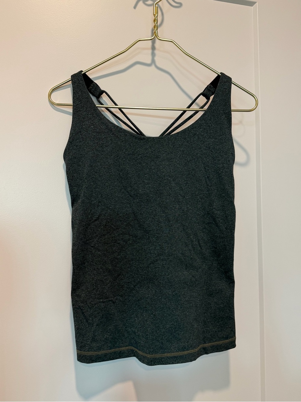 Prana Dark Green Cross Back Tank Top w/ built in bra